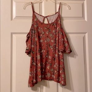 Open Shoulder Flowy Rust Colored Top